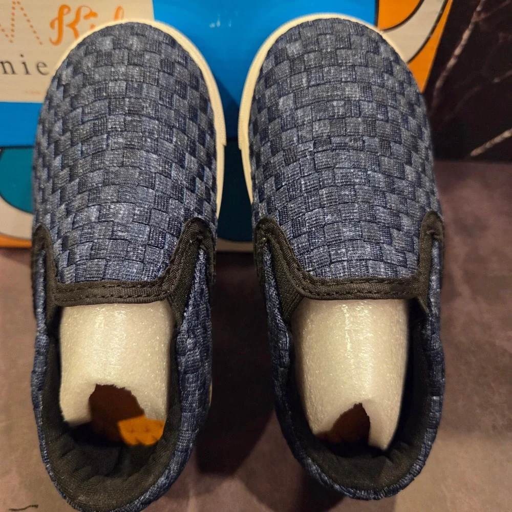 Bernie Mev‎ Slip On Sneakers Kids 22 Blue Woven Elastic Comfort Casual Shoes